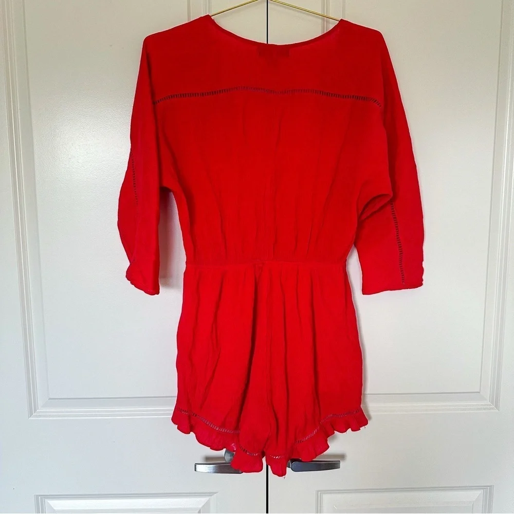 Dina Be Red Wrap-Style Jumpsuit with Belted Waist​